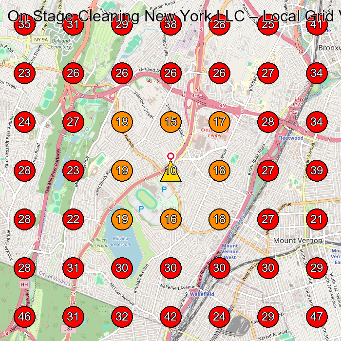 On Stage Cleaning New York LLC GeoGrid visibility map for Commercial Cleaning Service in Scarsdale